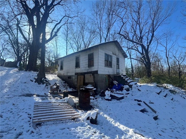 view of snow covered exterior