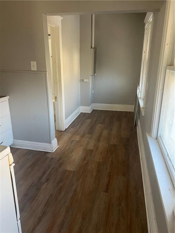 hall featuring dark wood-type flooring