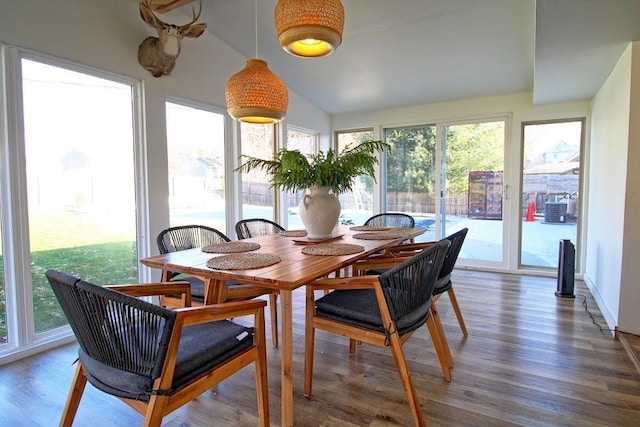 sunroom with lofted ceiling