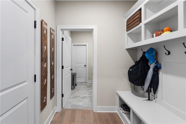 mudroom featuring light hardwood / wood-style flooring