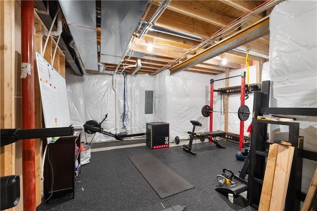 workout area featuring electric panel