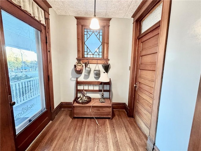 doorway featuring hardwood / wood-style floors