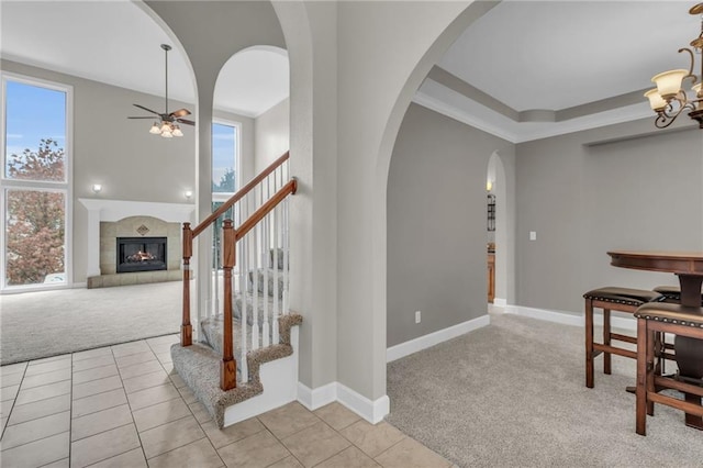 interior space with plenty of natural light and carpet floors