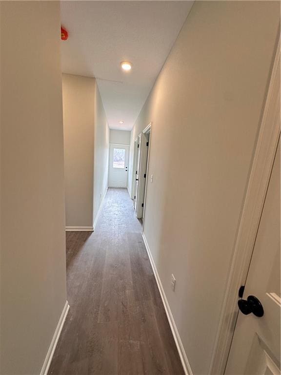 hall featuring dark hardwood / wood-style flooring