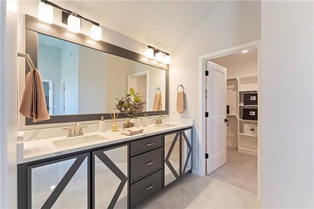 1516 NW 106th St, Kansas City, MO 64155 - full bath with double vanity, tile patterned flooring, and a sink