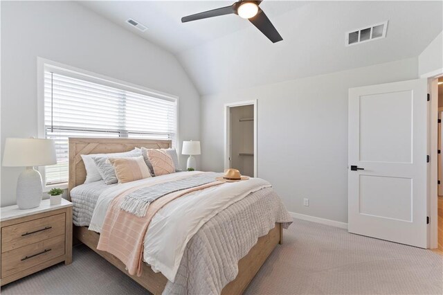 1516 NW 106th St, Kansas City, MO 64155 - bedroom with lofted ceiling, visible vents, light colored carpet, and multiple windows