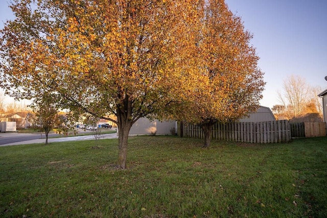 view of yard at dusk