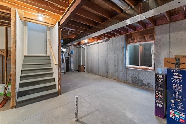 basement with water heater