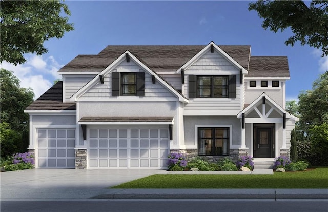 craftsman inspired home with a garage