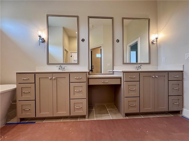 7719 NE 103rd Ter, Kansas City, MO 64157 - bathroom featuring tile patterned flooring and two vanities