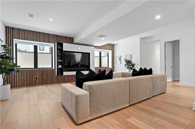 living room with light wood-type flooring