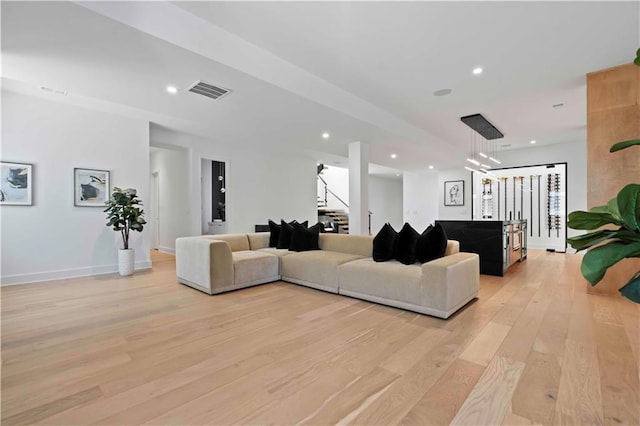 living room featuring light hardwood / wood-style flooring