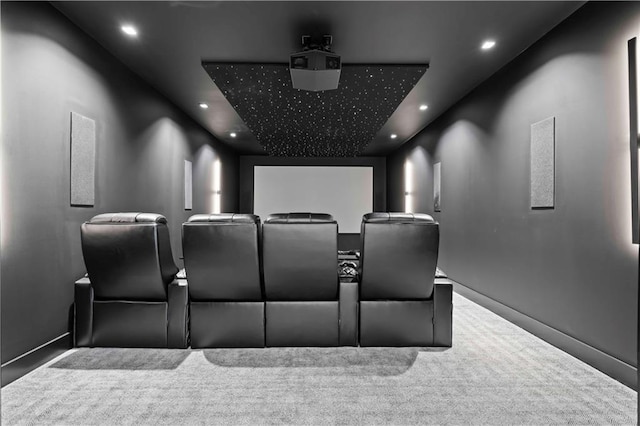 cinema room with carpet floors