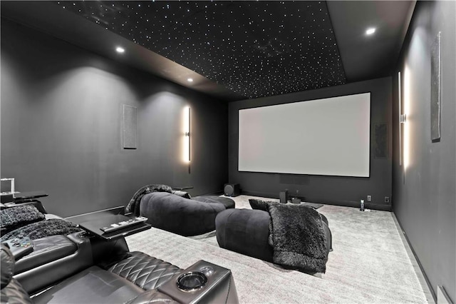 home theater with carpet