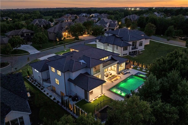 12604 W 160th St, Overland Park, KS 66062 - aerial perspective of suburban area featuring a pool area