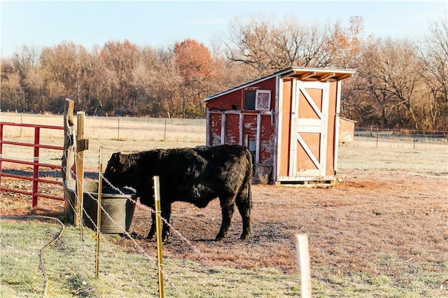 view of outbuilding featuring a rural view