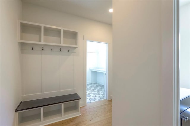 mudroom with light wood-type flooring