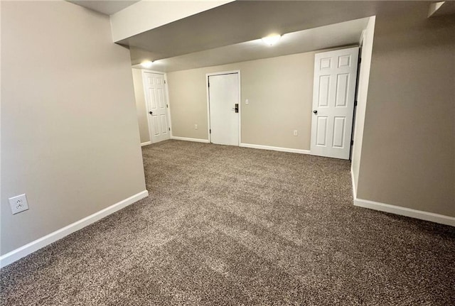 basement with carpet floors