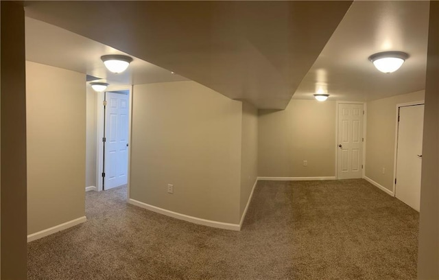 basement with carpet flooring