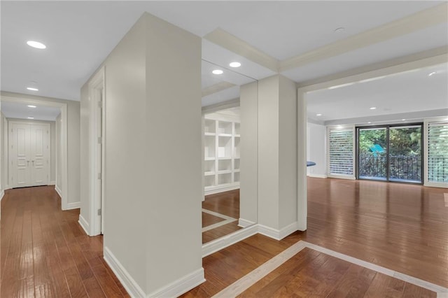 433 Ward Pkwy Unit 3S, Kansas City, MO 64112 - hallway featuring hardwood / wood-style floors and recessed lighting