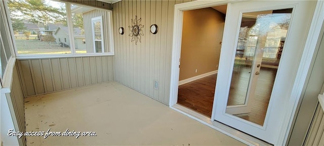 view of unfurnished sunroom