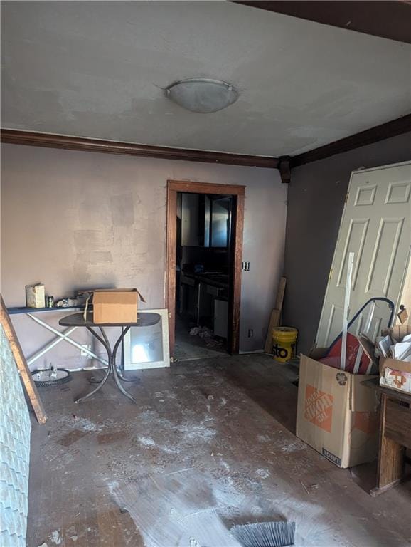 interior space with ornamental molding