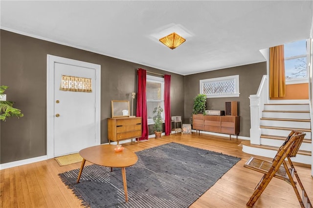 living area featuring hardwood / wood-style floors