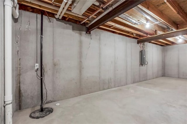 basement with electric panel