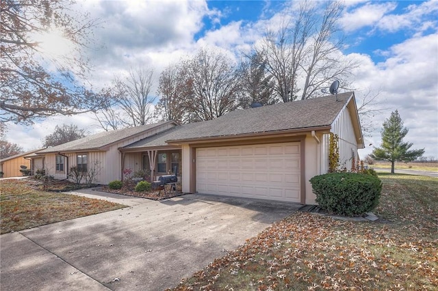 ranch-style home featuring a garage