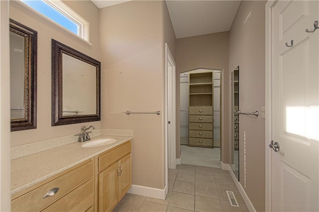 bathroom featuring vanity and tile patterned floors