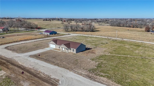 bird's eye view with a rural view