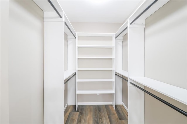 spacious closet with dark hardwood / wood-style floors