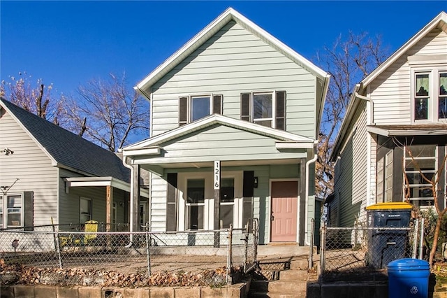 view of front property featuring a porch