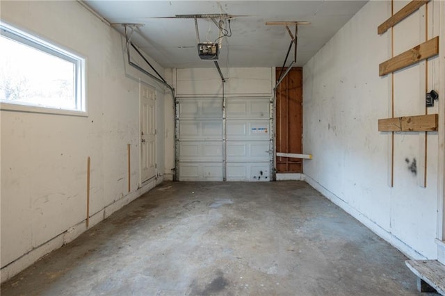 garage with a garage door opener