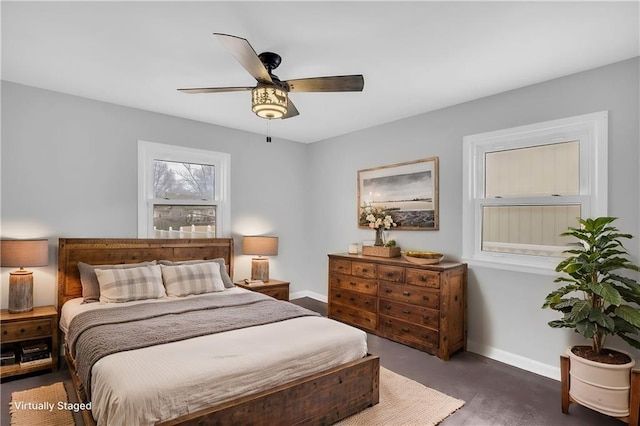 bedroom featuring ceiling fan