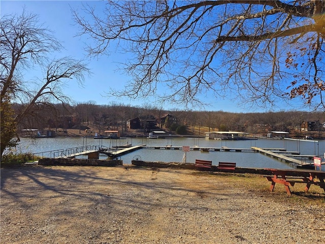 dock area featuring a water view