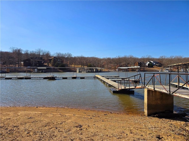 view of dock featuring a water view