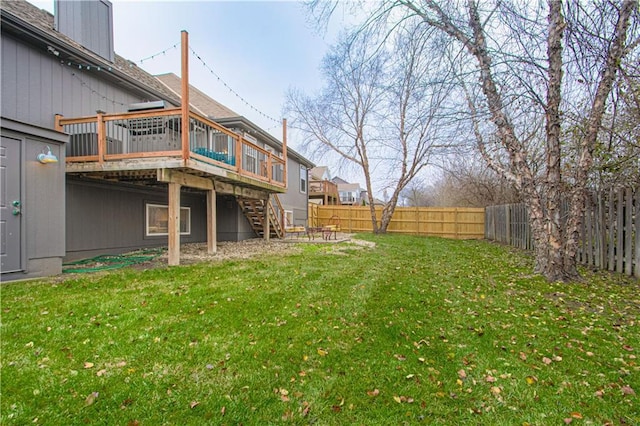 view of yard featuring a wooden deck