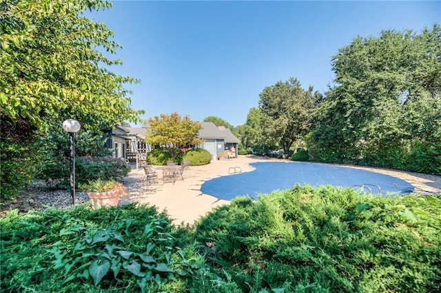 view of swimming pool with a patio area