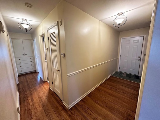 interior space with dark hardwood / wood-style floors