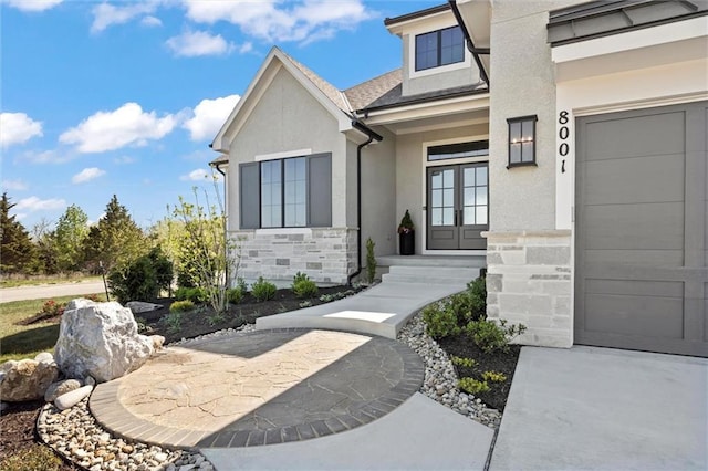 property entrance with french doors