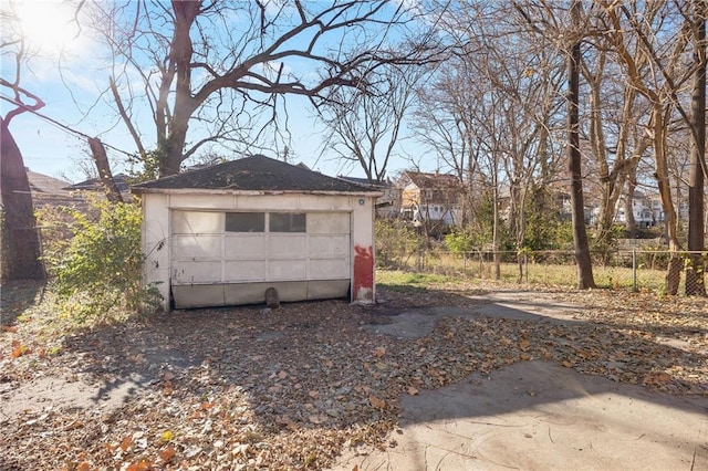 exterior space featuring a garage