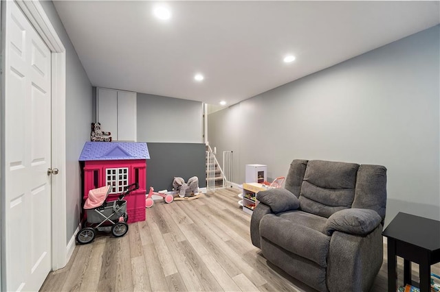 living area featuring light hardwood / wood-style flooring