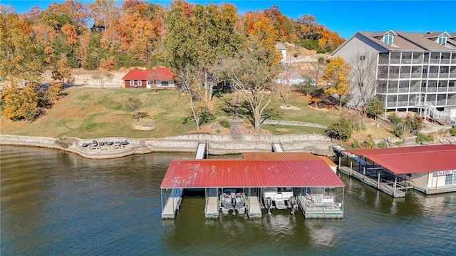 dock area featuring a water view