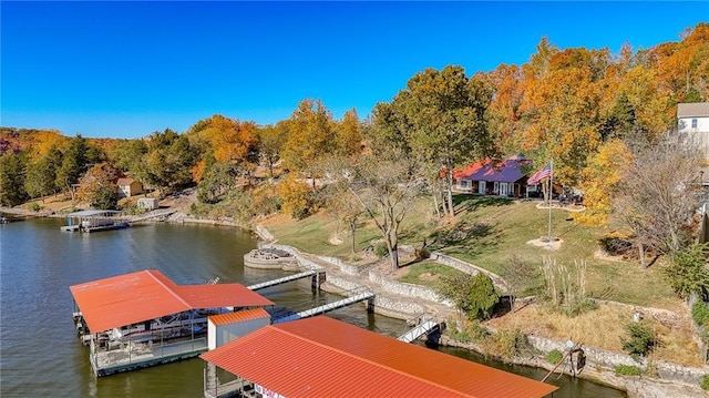 view of dock featuring a water view