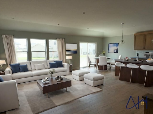 17756 Houston St, Gardner, KS 66030 - living area featuring light wood-style flooring and healthy amount of natural light