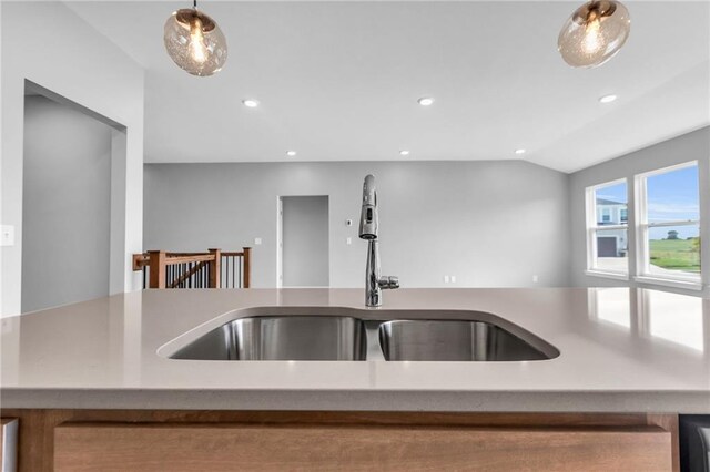 17756 Houston St, Gardner, KS 66030 - kitchen featuring light countertops, recessed lighting, and pendant lighting