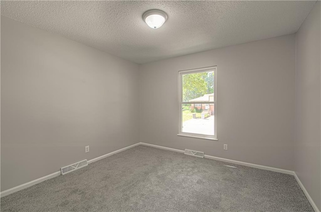 carpeted spare room featuring a textured ceiling