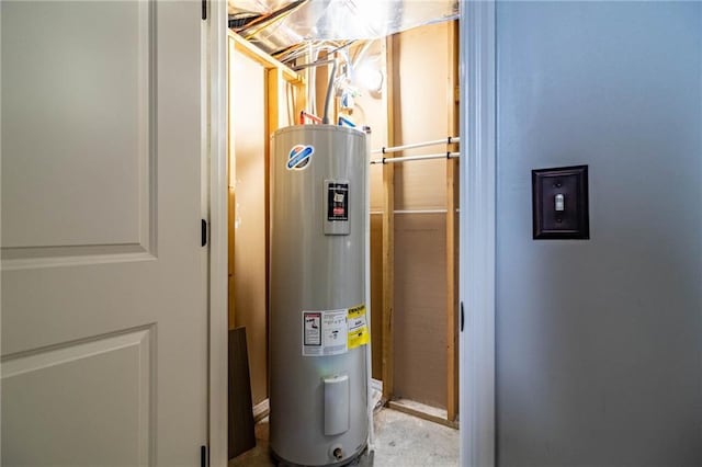 utility room with electric water heater