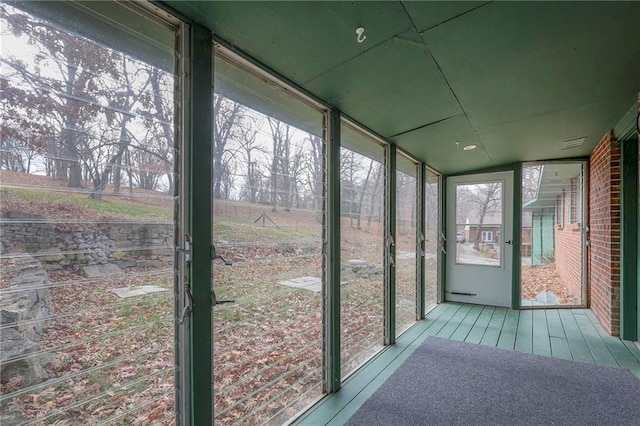 view of unfurnished sunroom